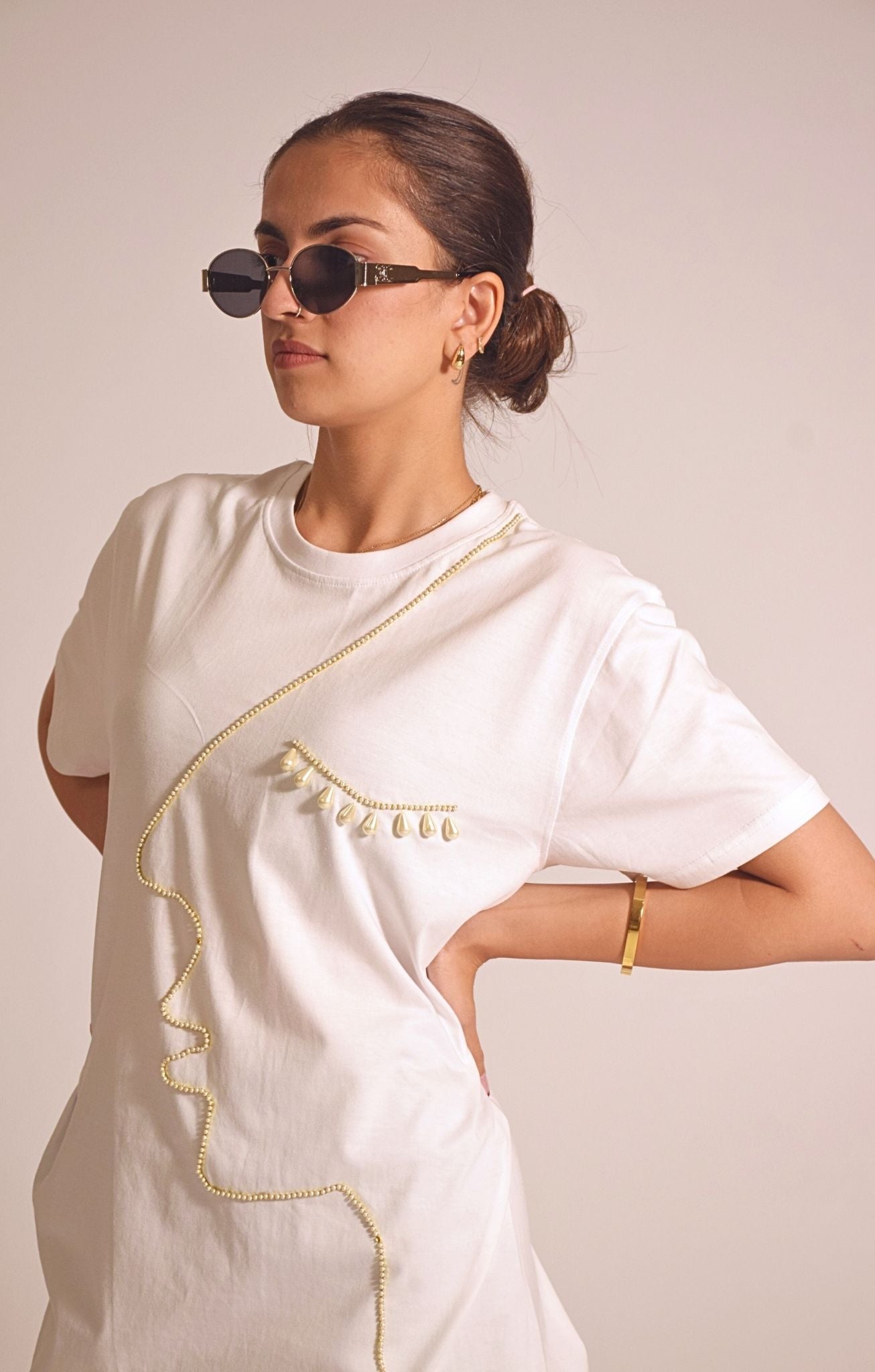 Face Embellished Handcrafted OverSized T Shirt