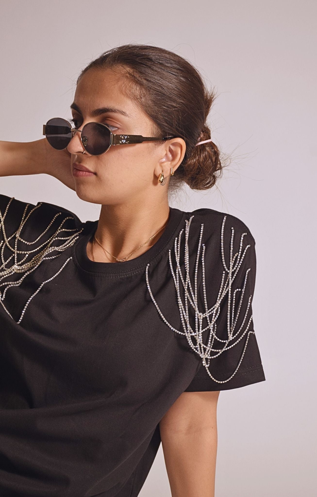 Edgy Embellished Handcrafted Oversized T Shirt