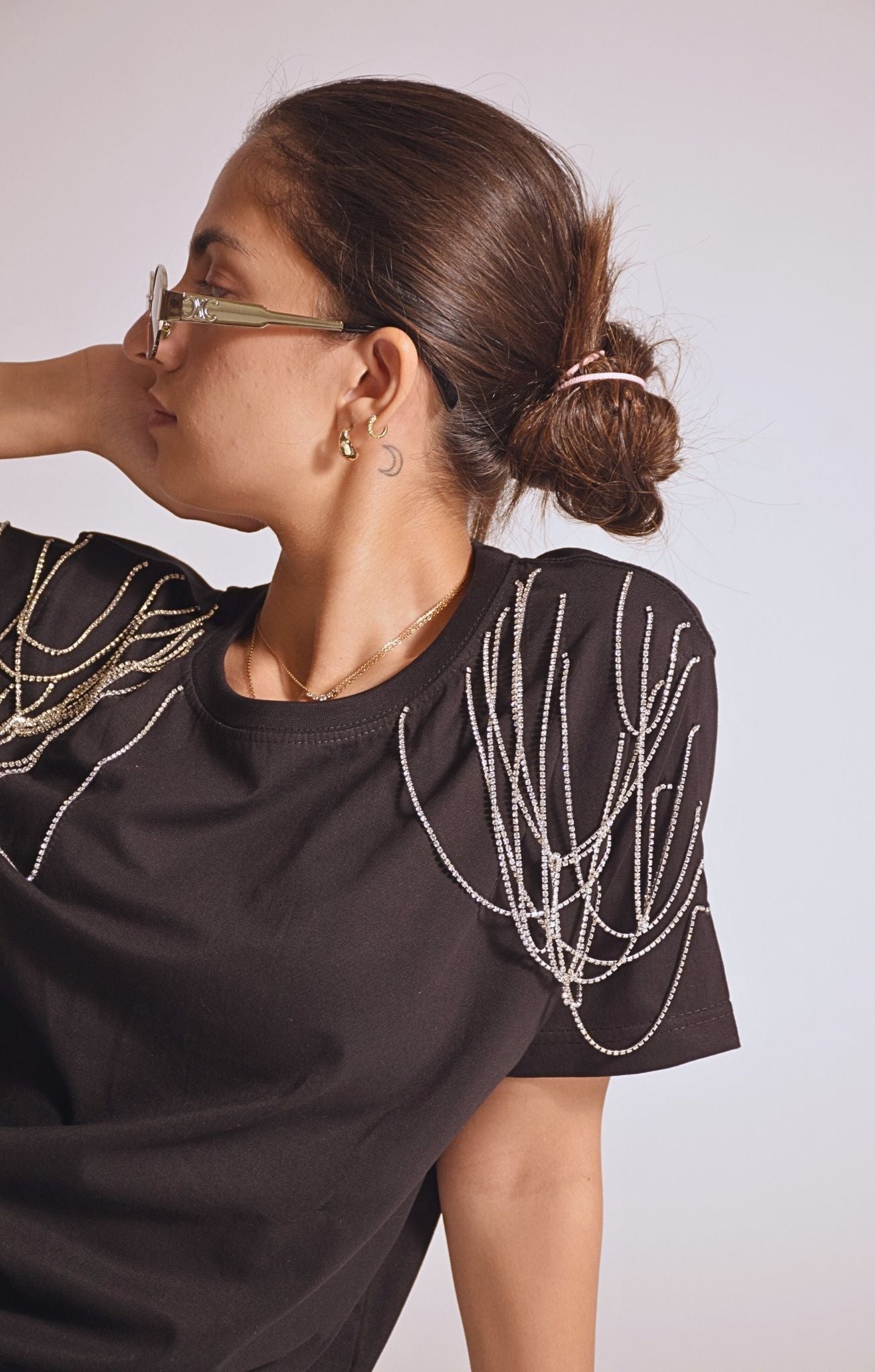 Edgy Embellished Handcrafted Oversized T Shirt