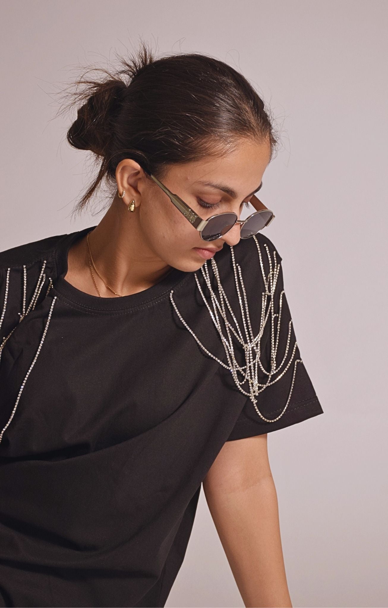 Edgy Embellished Handcrafted Oversized T Shirt