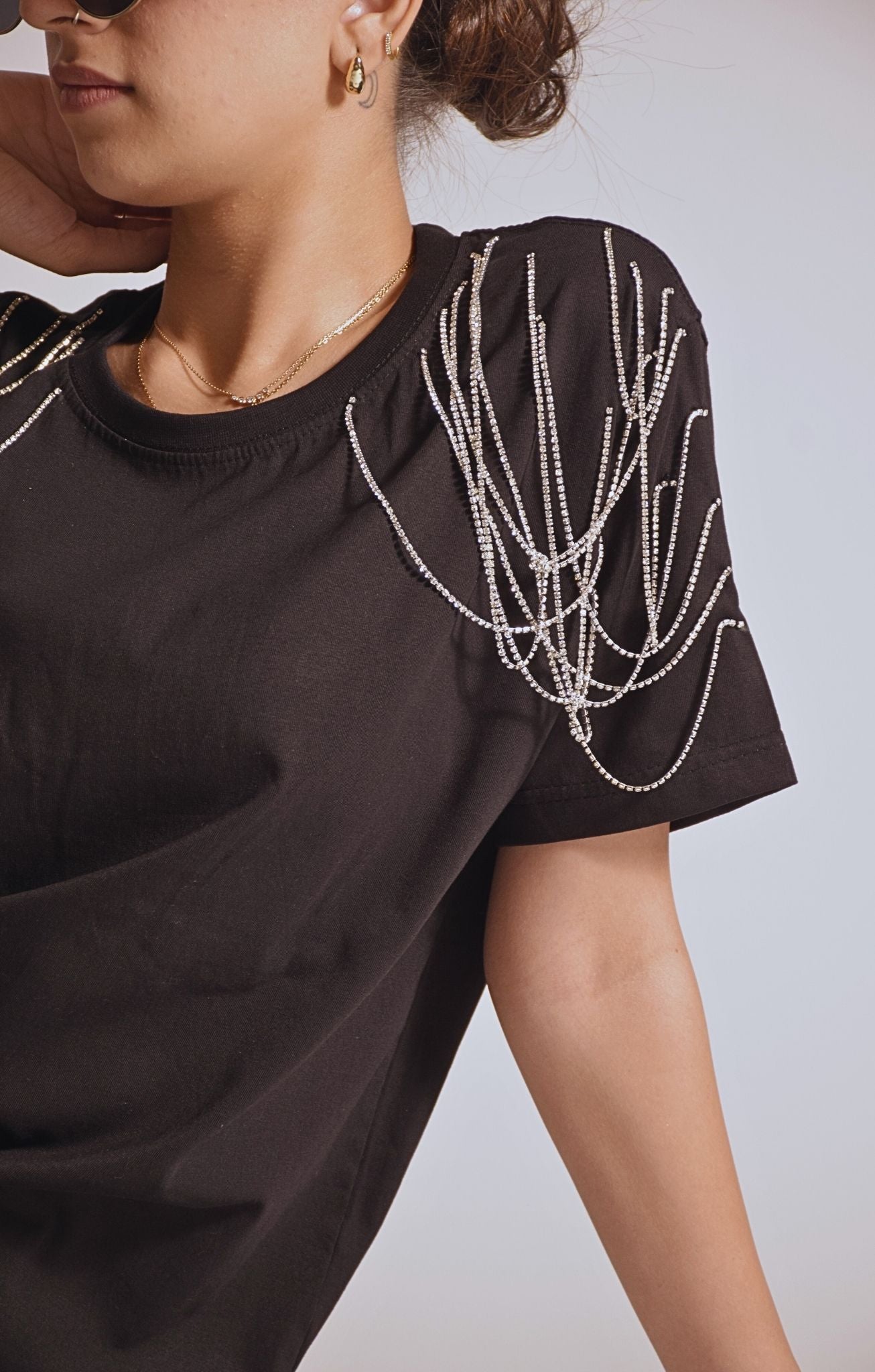 Edgy Embellished Handcrafted Oversized T Shirt