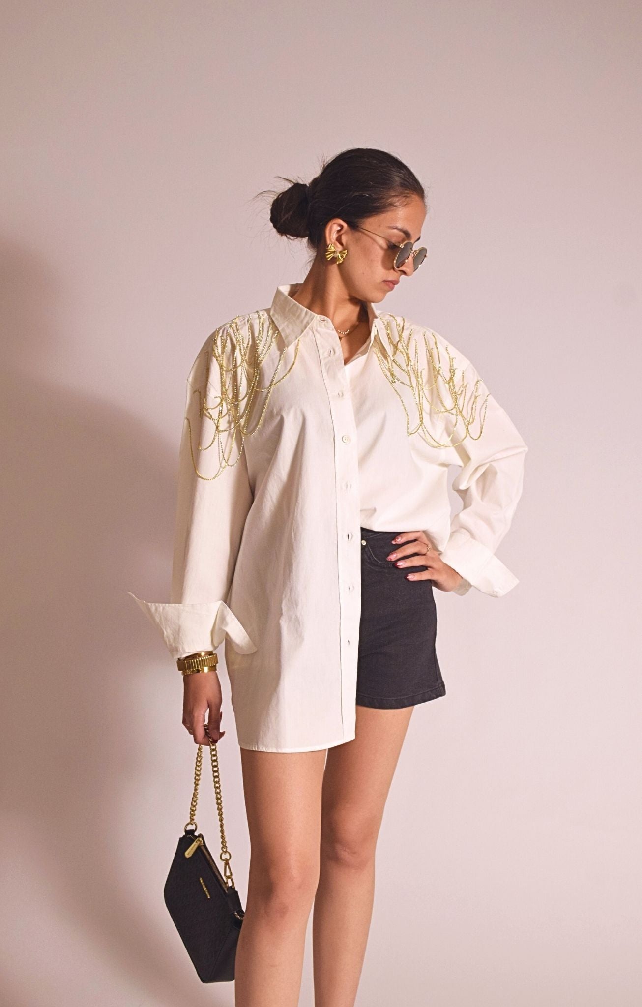 Edgy Embellished Handcrafted Oversized Shirt