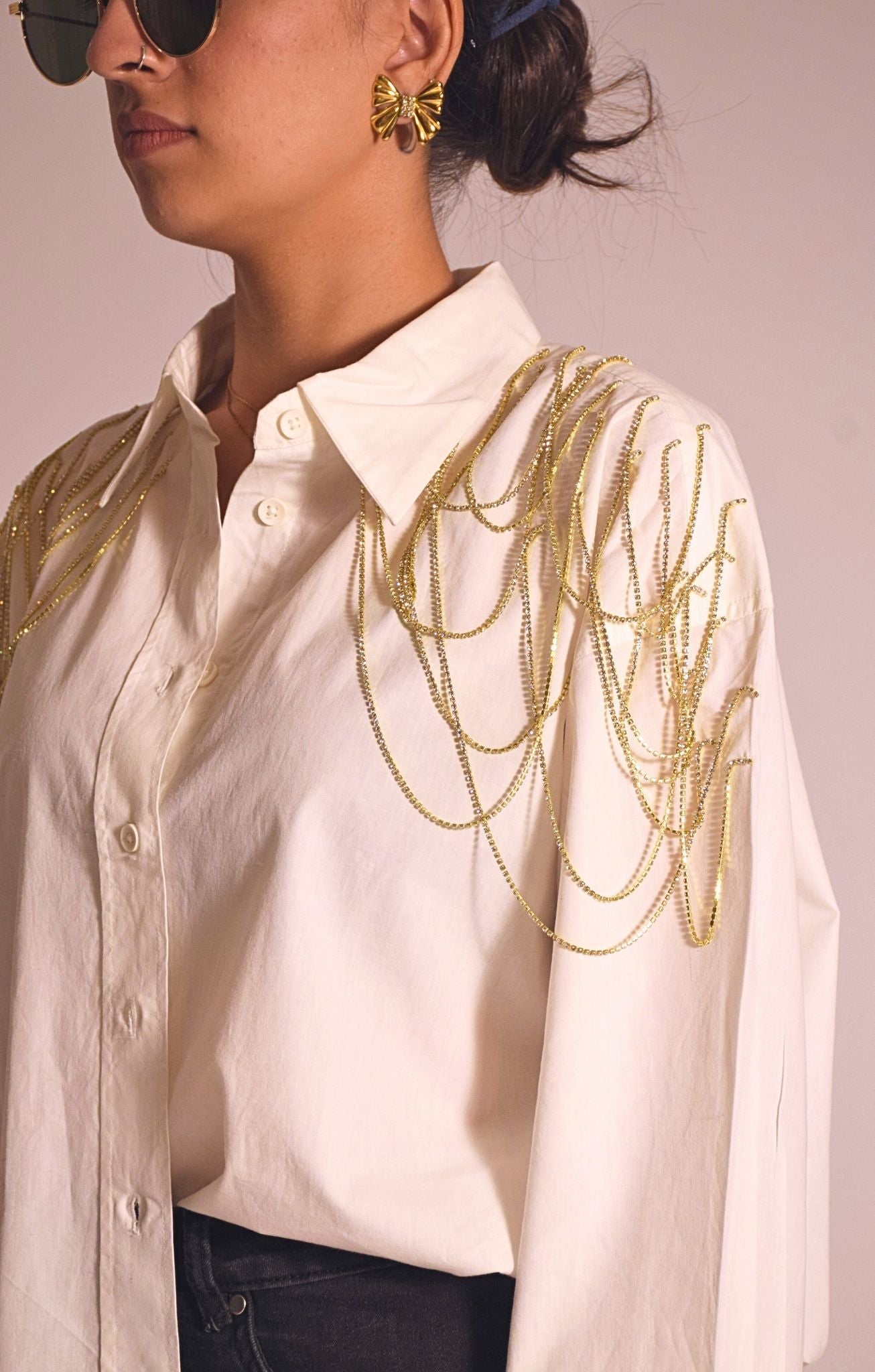 Edgy Embellished Handcrafted Oversized Shirt