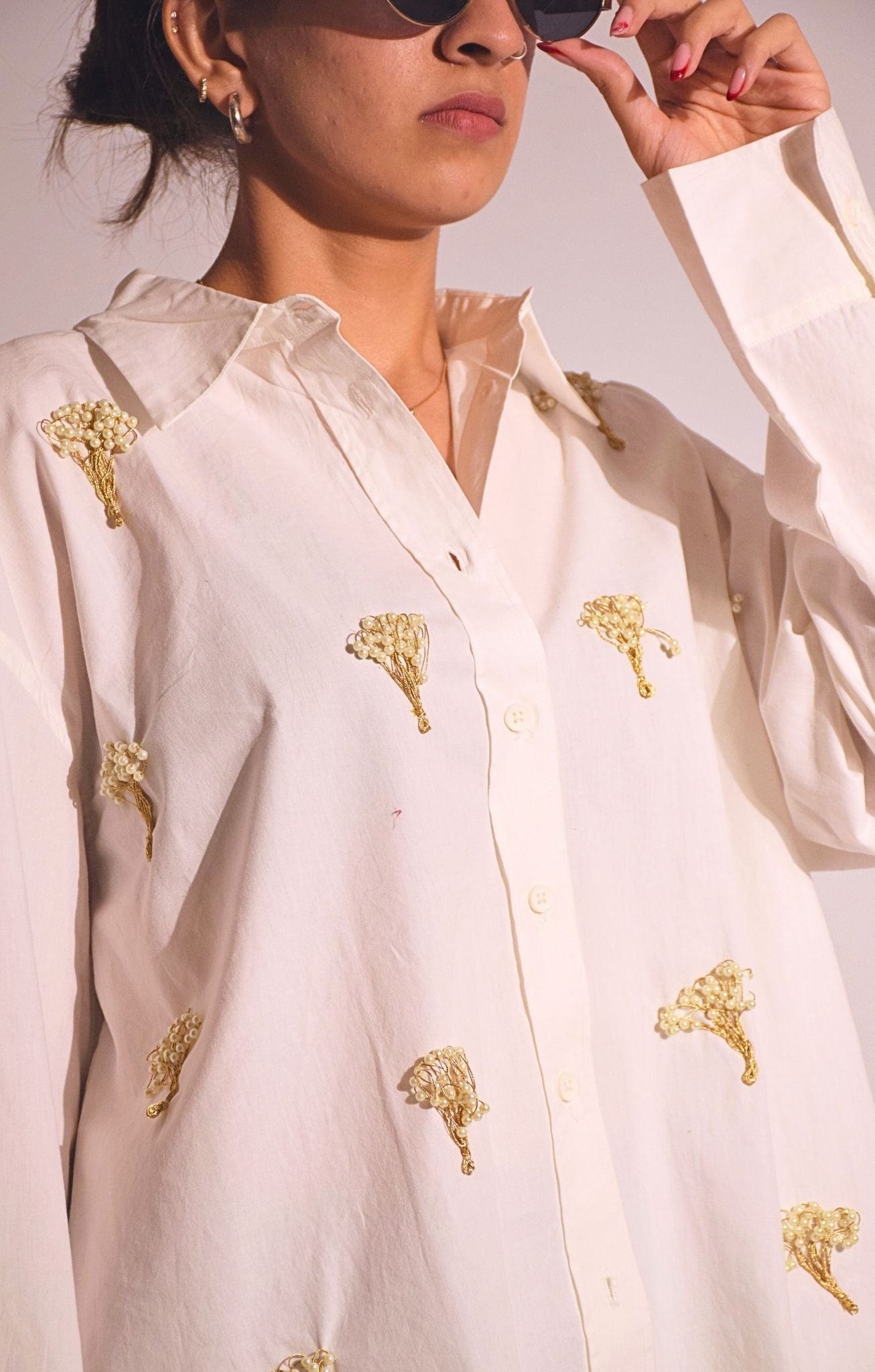 Tree Of life Embellished Handcrafted Oversized Shirt