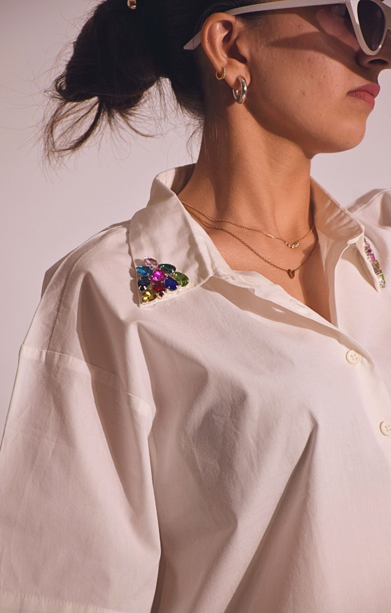 Royal Embellished Handcrafteds Crop Shirt