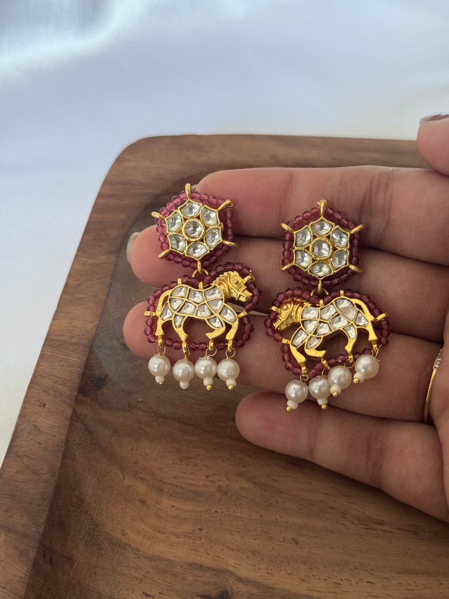 White Horse Earrings