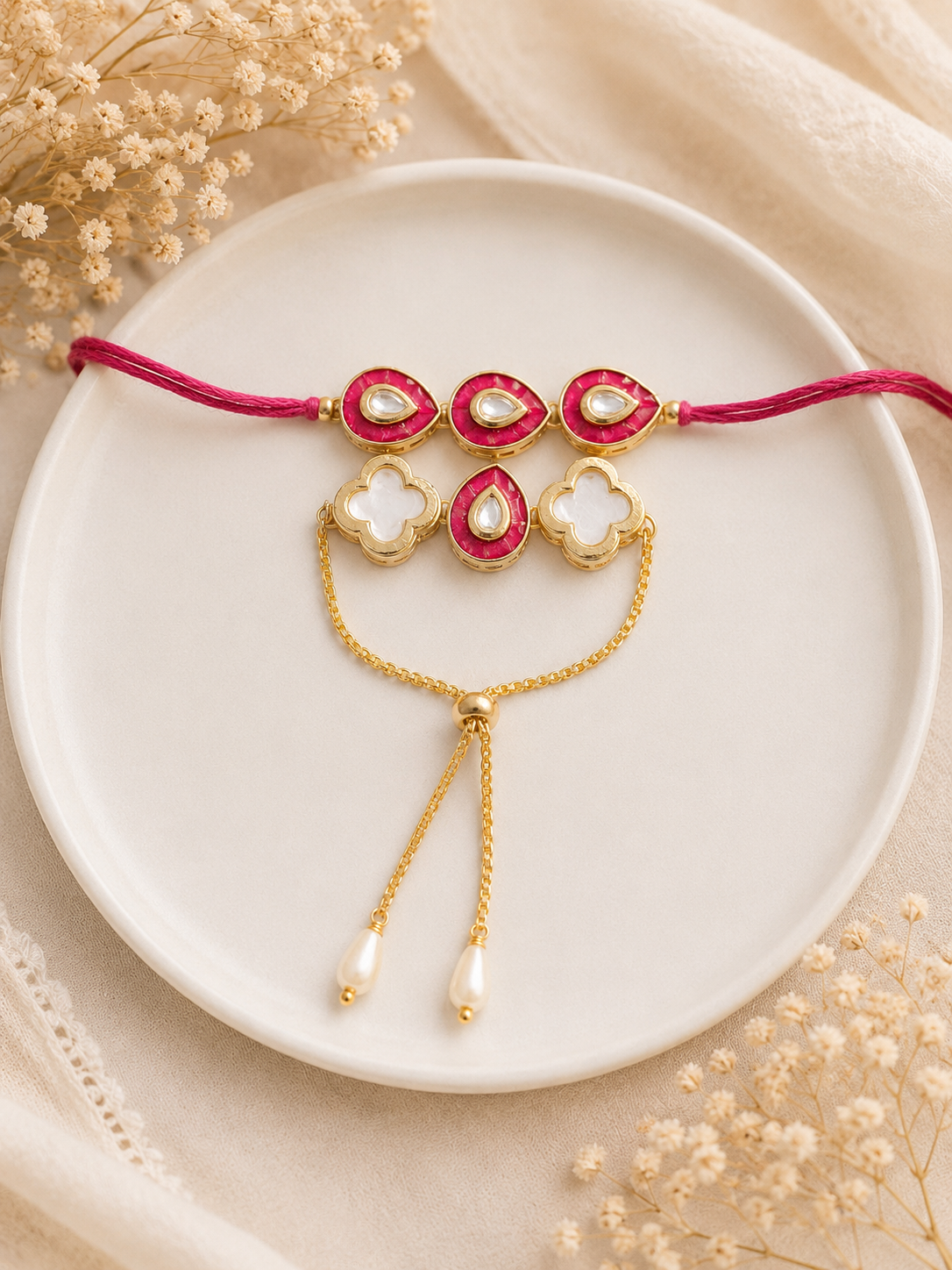 Pink Floral Couple Rakhi
