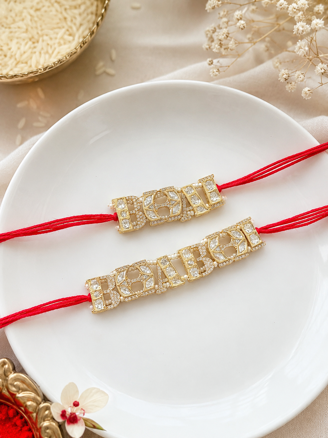 Bhai Bhabhi Zircon Rakhi