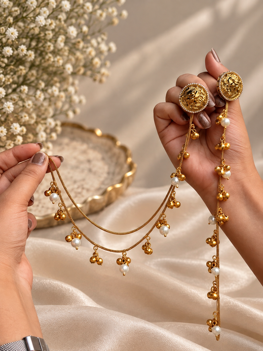 Kesari Pearl String Earrings