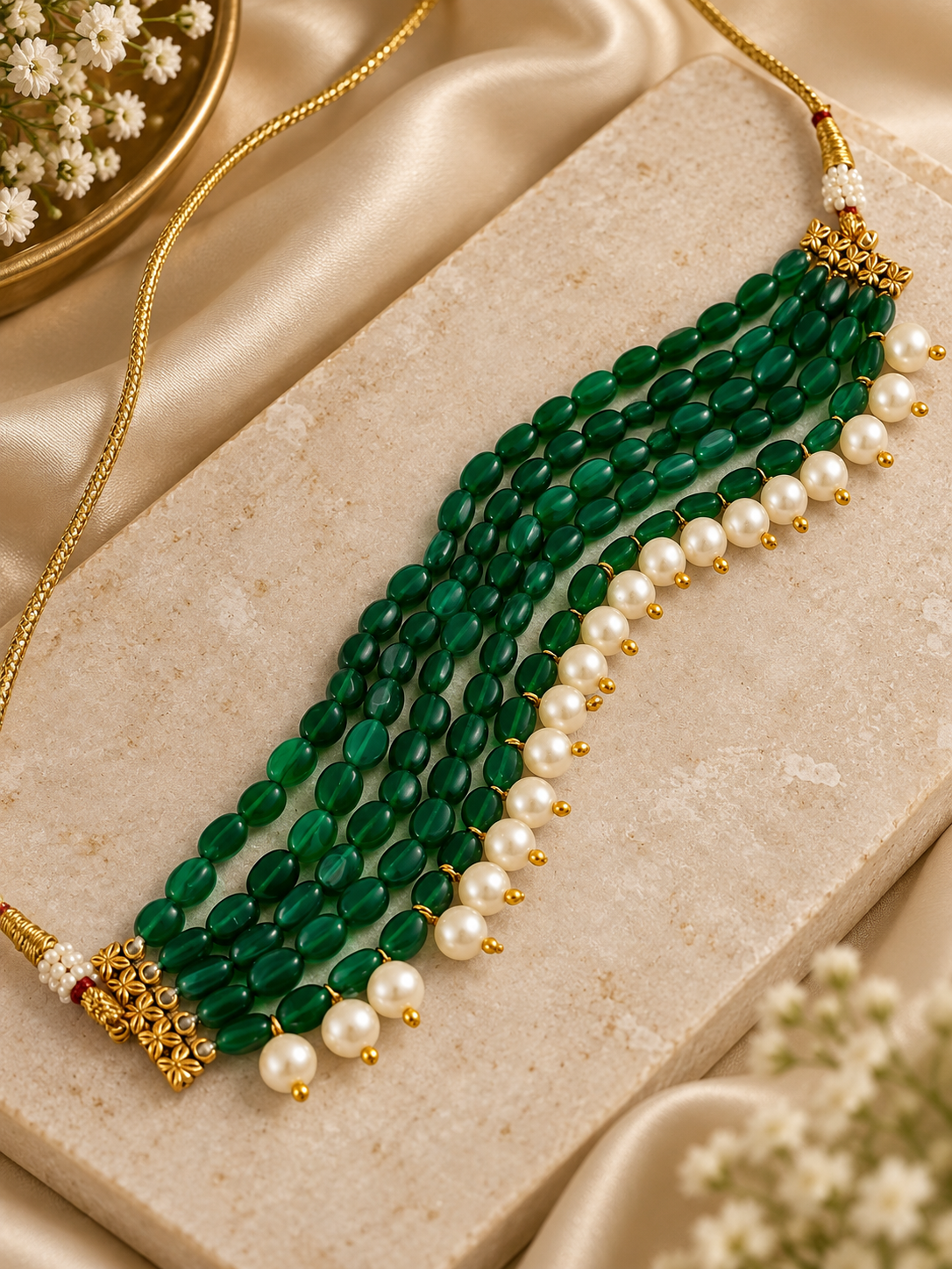 Panna Moti Bead Choker