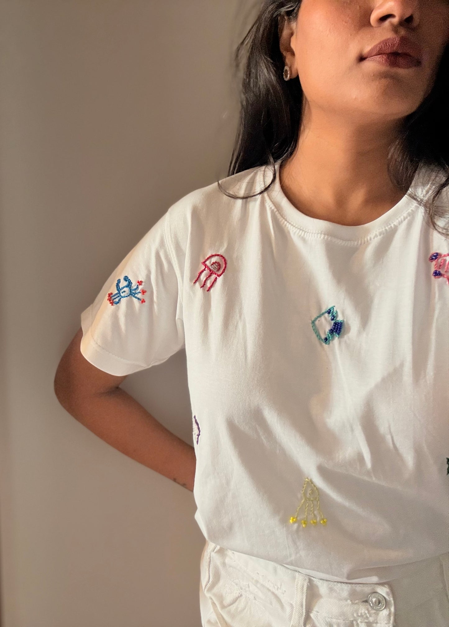 Ananya beach hand embroidered tshirt