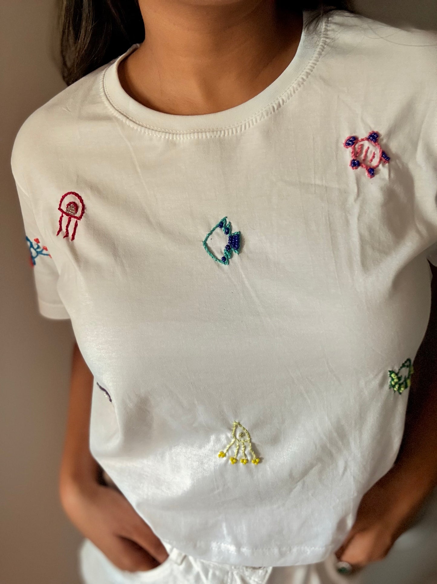 Ananya beach hand embroidered tshirt