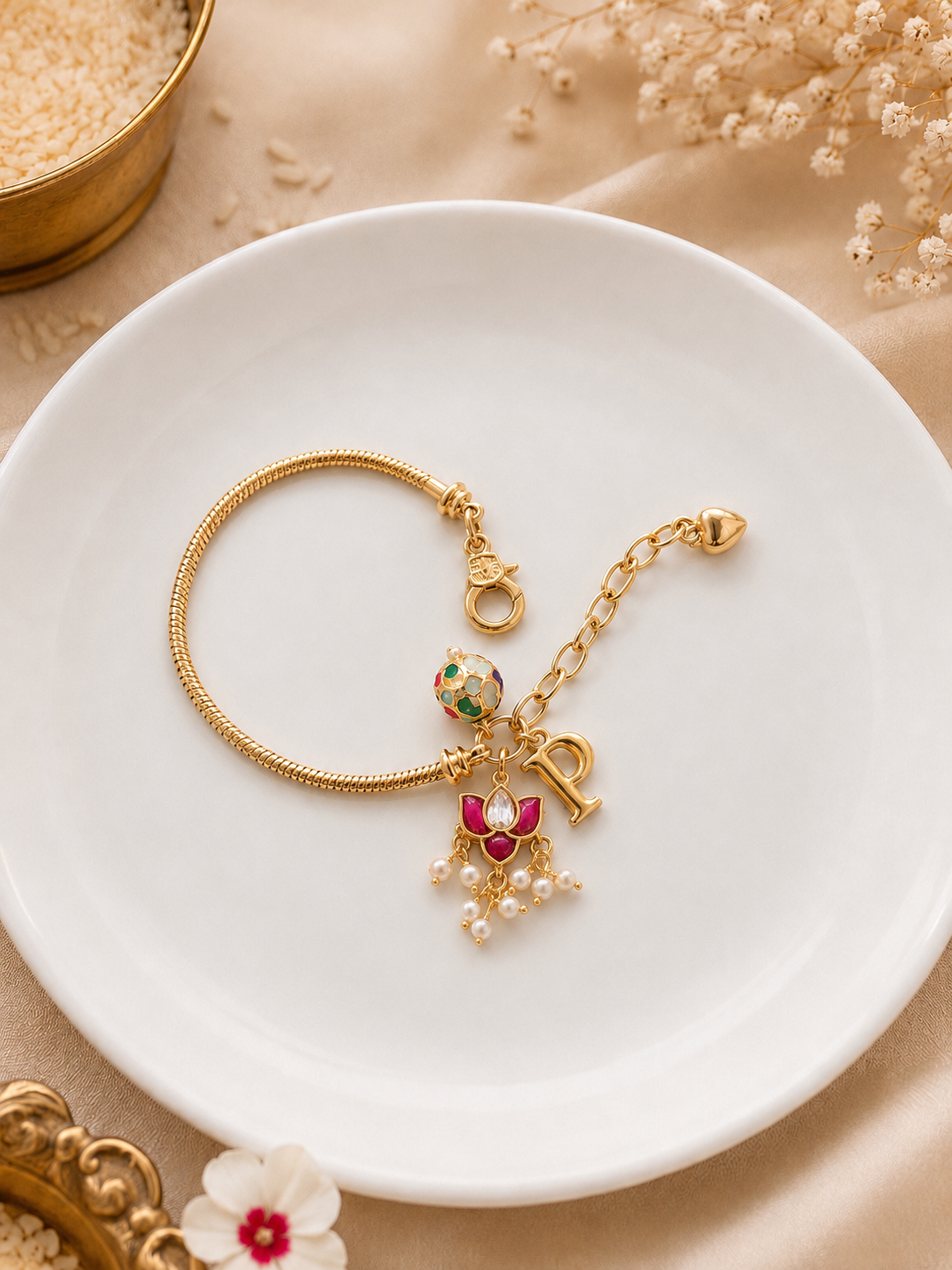 Lotus Ruby Personalised Rakhi Bracelet