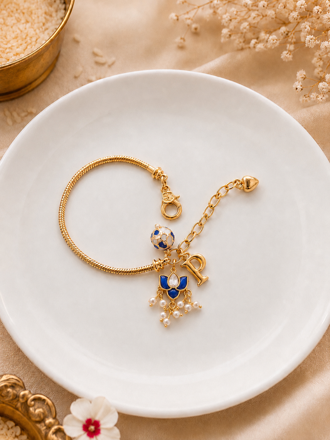 Lotus Blue Personalised Rakhi Bracelet