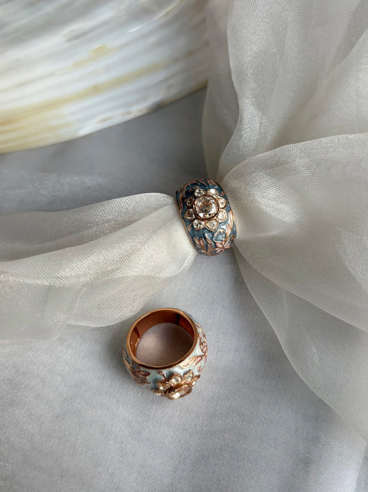 Meenakari Polki Ring