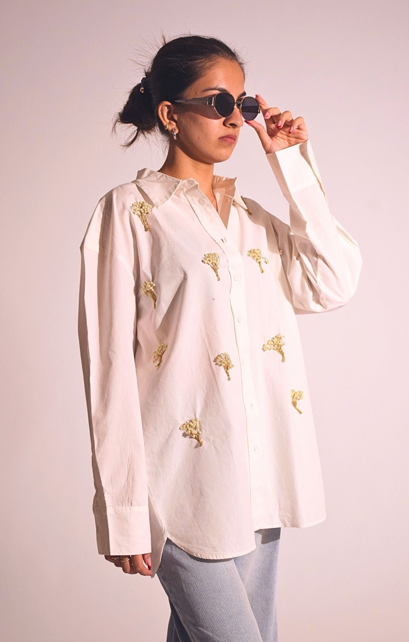 Tree Of life Embellished Handcrafted Oversized Shirt