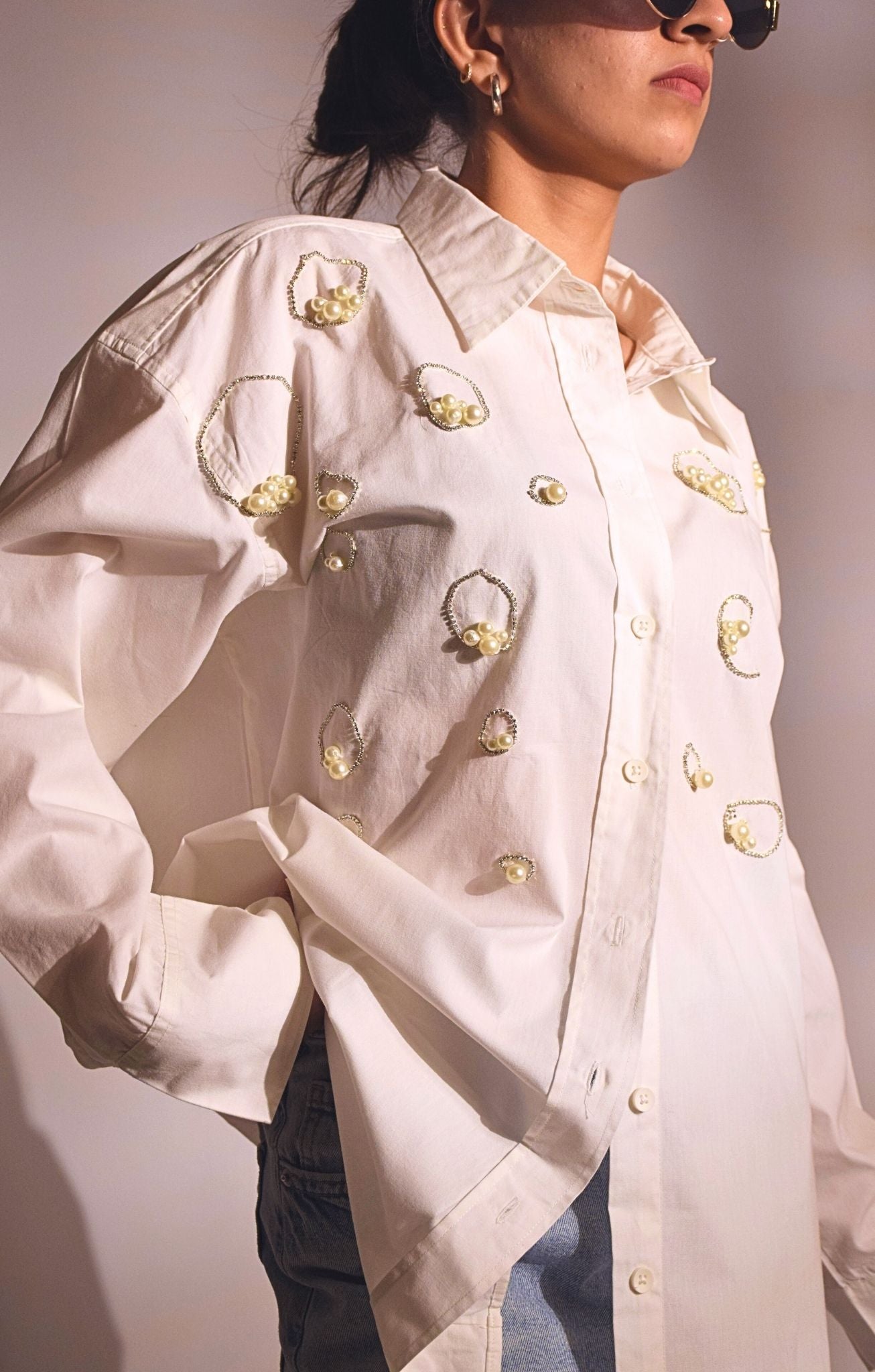 Island Embellished Handcrafted Oversized Shirt