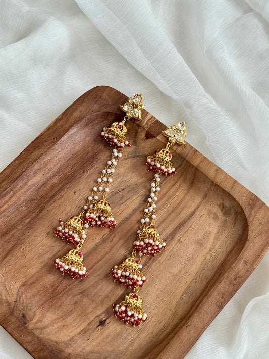 Red Layered Jhumka