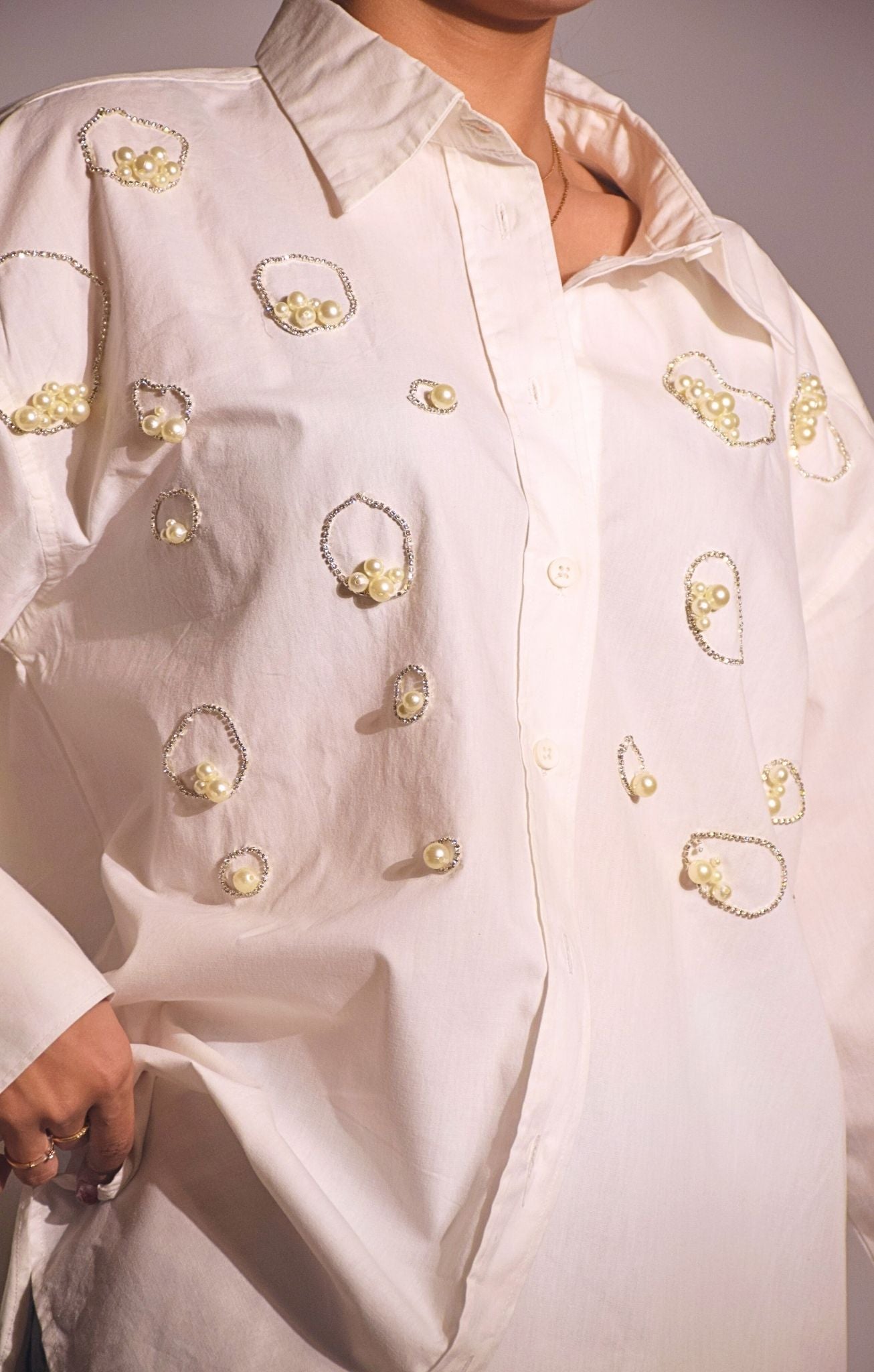 Island Embellished Handcrafted Oversized Shirt