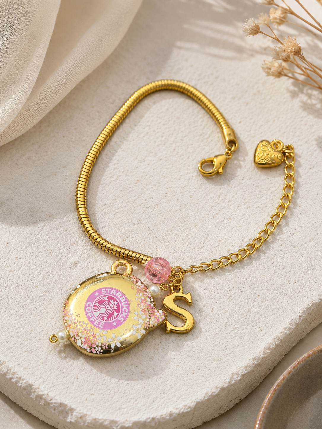 Starbucks Teddy Initial Bracelet