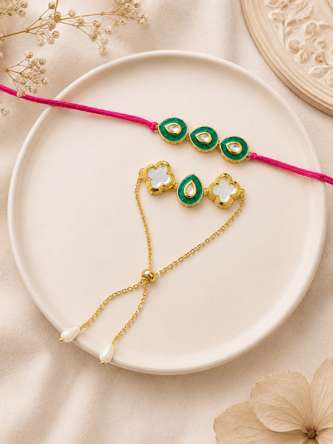 Pink Floral Couple  Rakhi