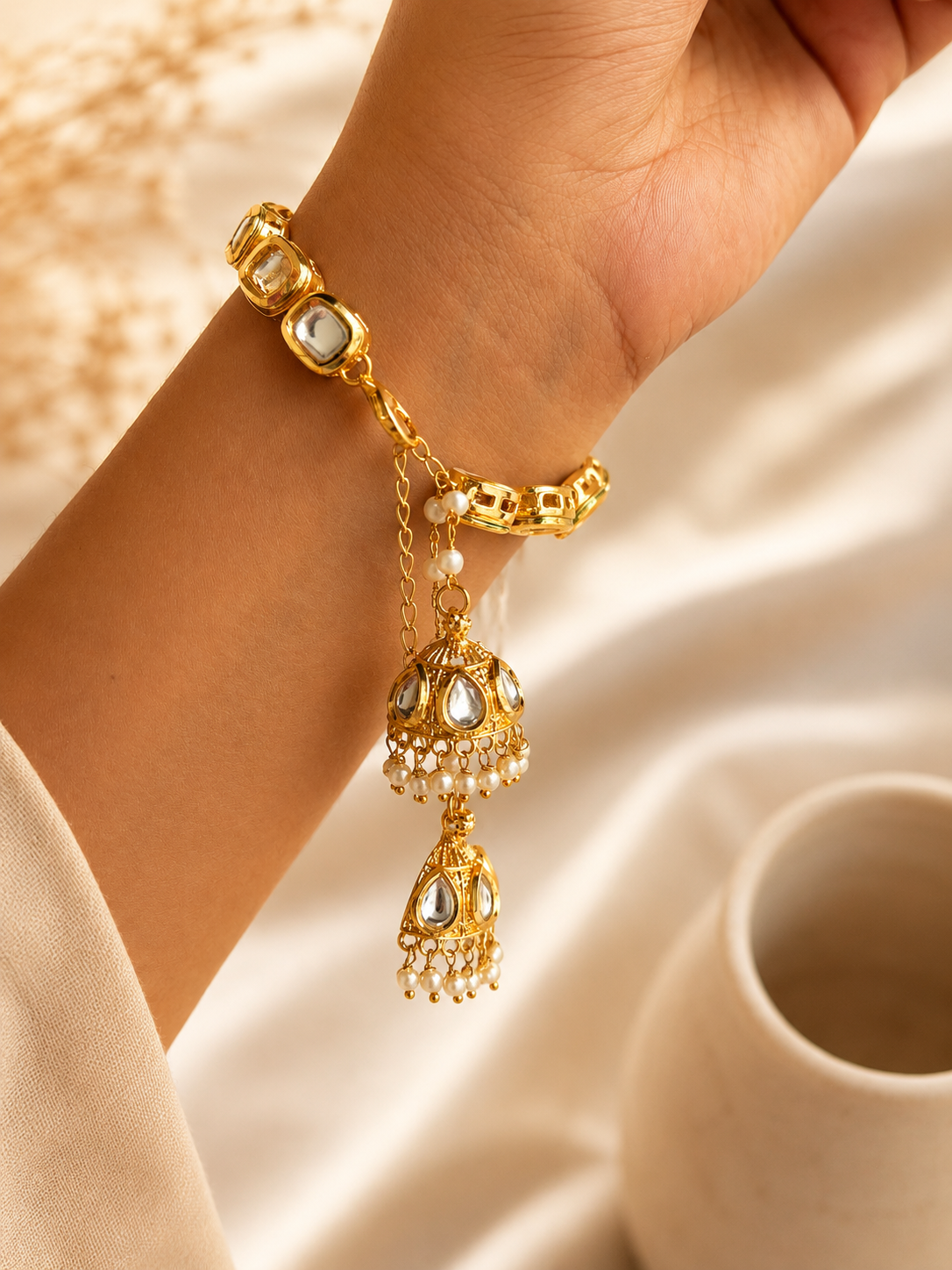 Jhumka Kundan Bracelet