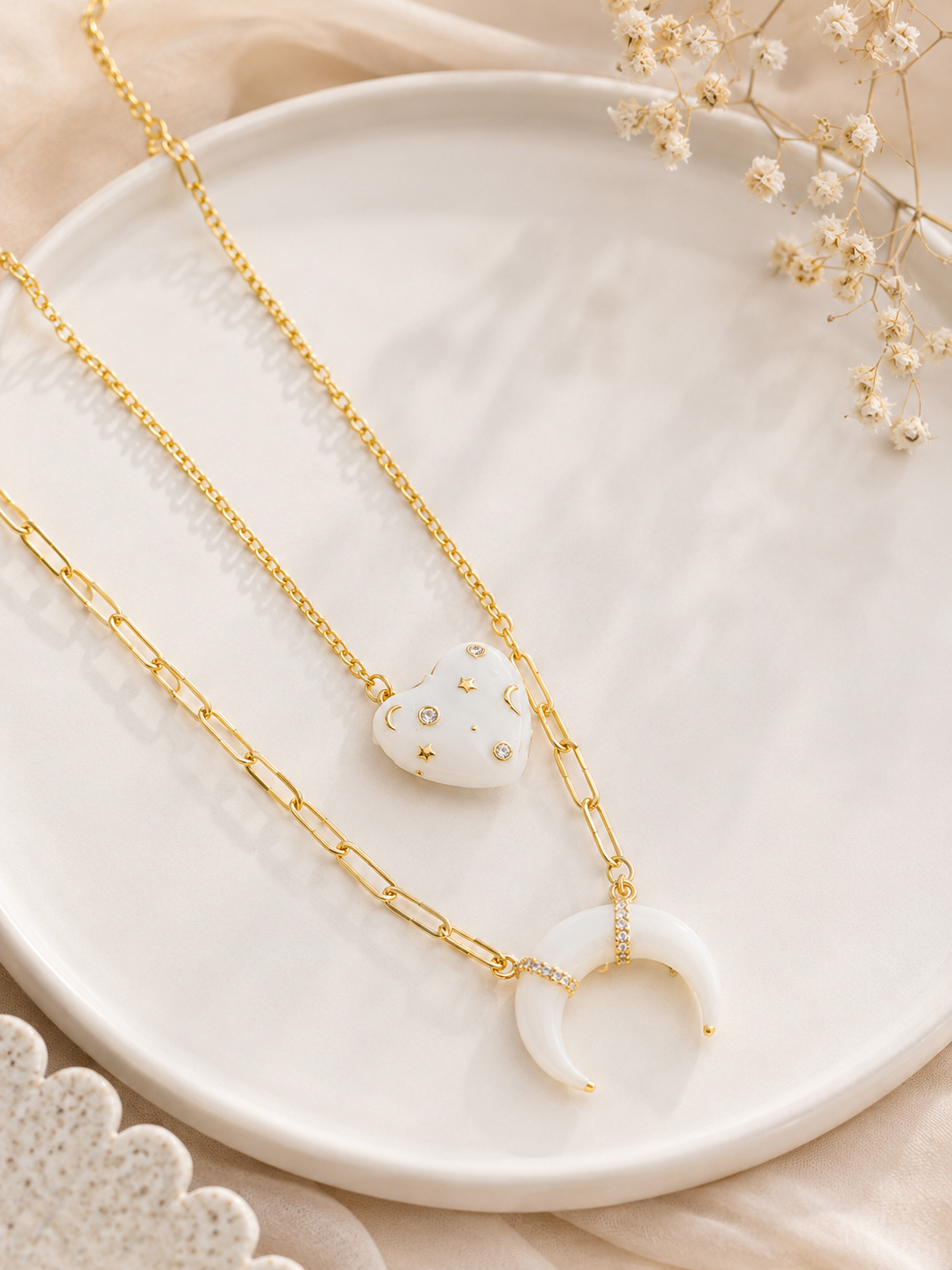 Moon & Heart Layered Neckchain