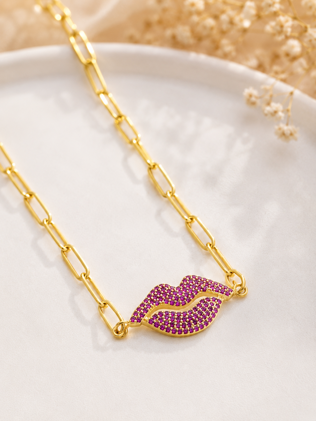Pink Lips Pendant Neckchain
