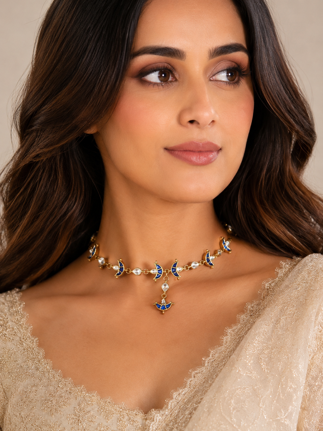 Minimal Blue Chand Choker