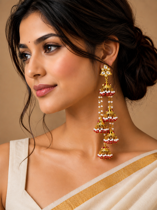 Red Layered Jhumka