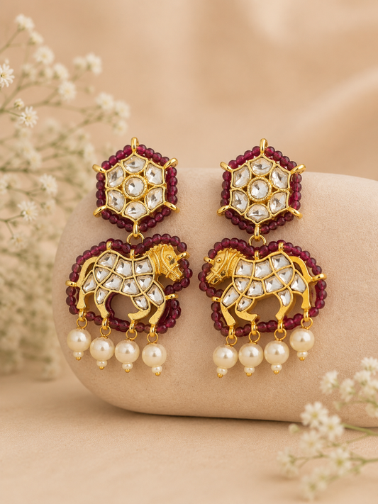 White Horse Earrings