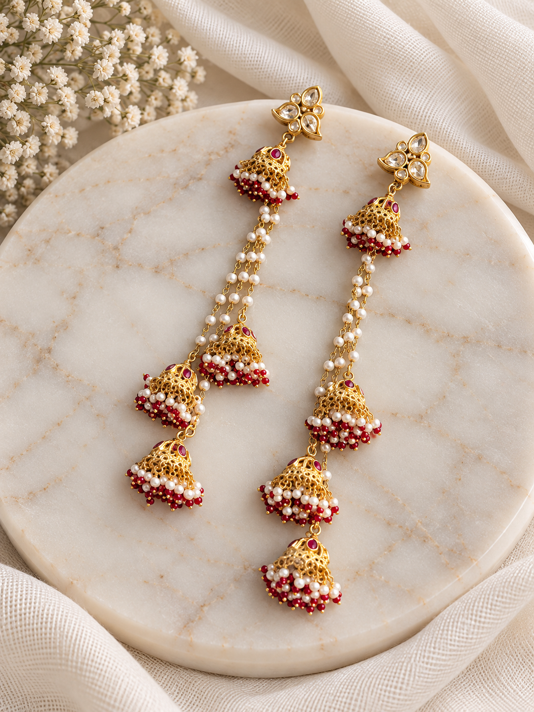 Red Layered Jhumka