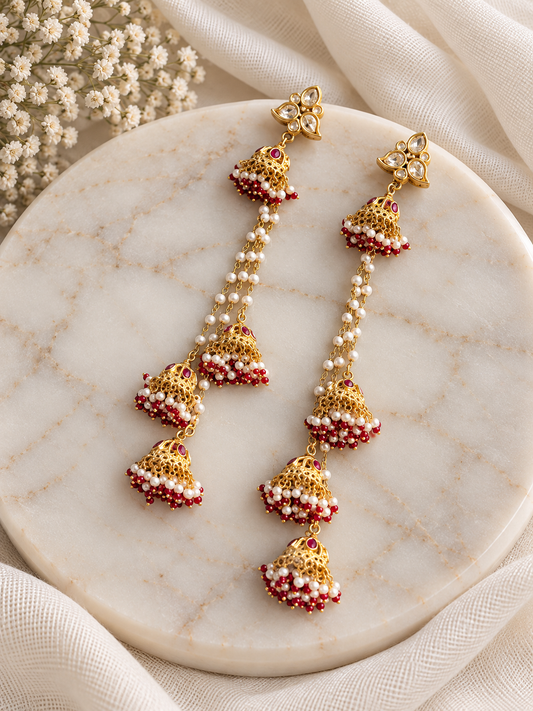 Red Layered Jhumka