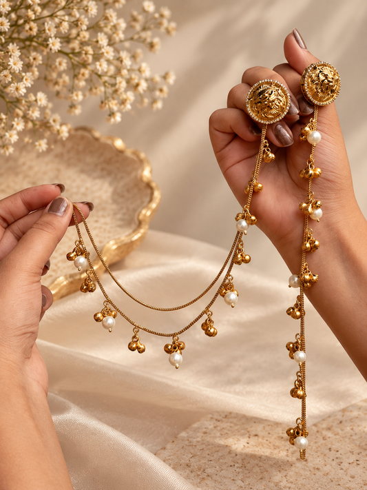 Kesari Pearl String Earrings