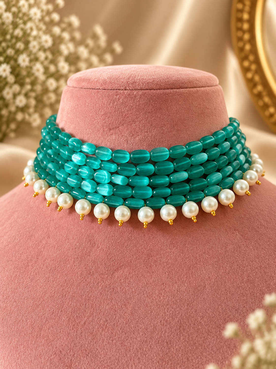Panna Moti Bead Choker
