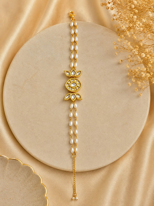 Lotus Pearl Rakhi Bracelet