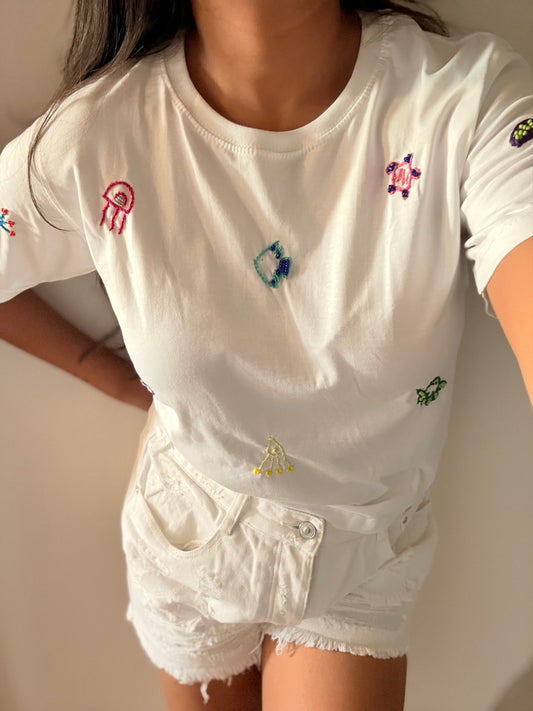 Ananya beach hand embroidered tshirt