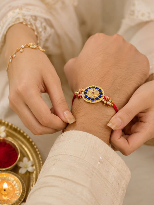 Royal Blue Kundan Rakhi