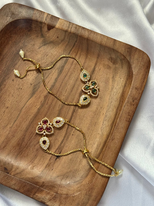 Leaf Polki Rakhi Bracelet