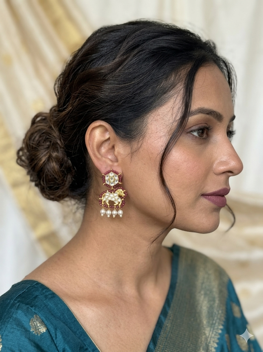 White Horse Earrings