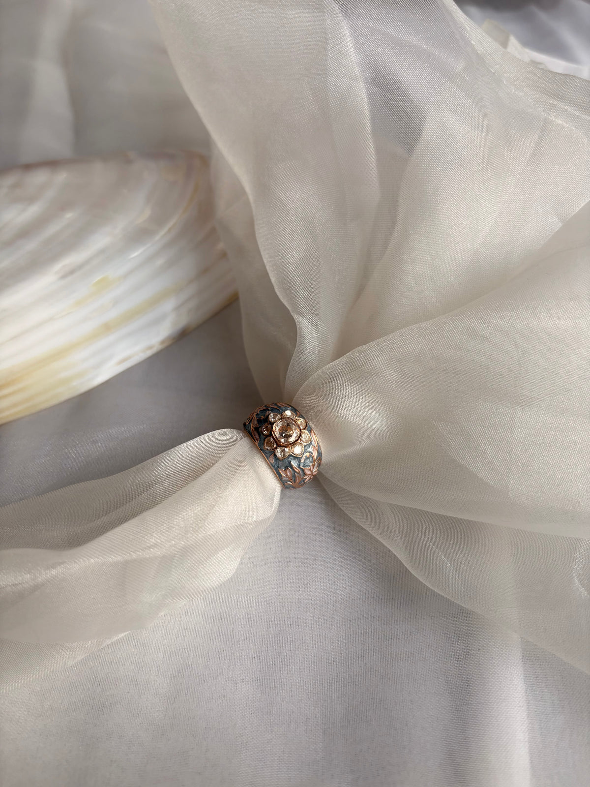Meenakari Polki Ring