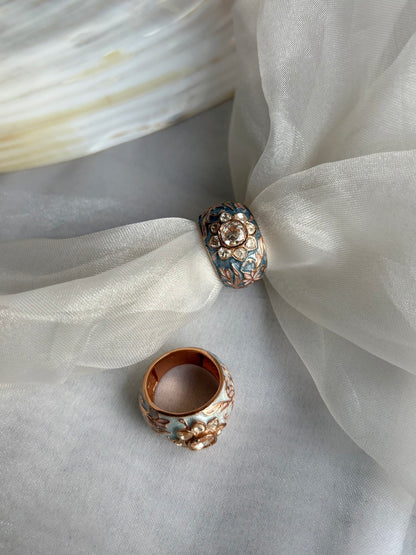 Meenakari Polki Ring