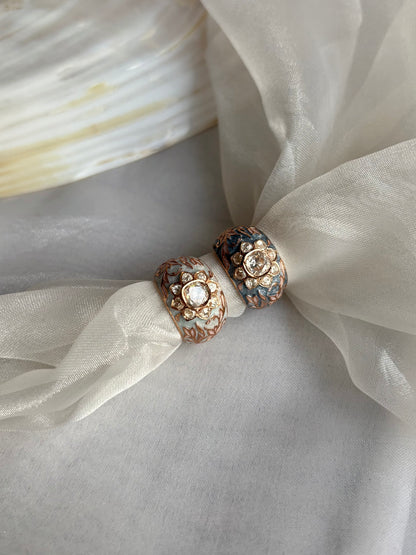 Meenakari Polki Ring