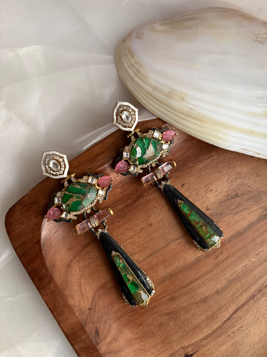 Statement Green Earrings