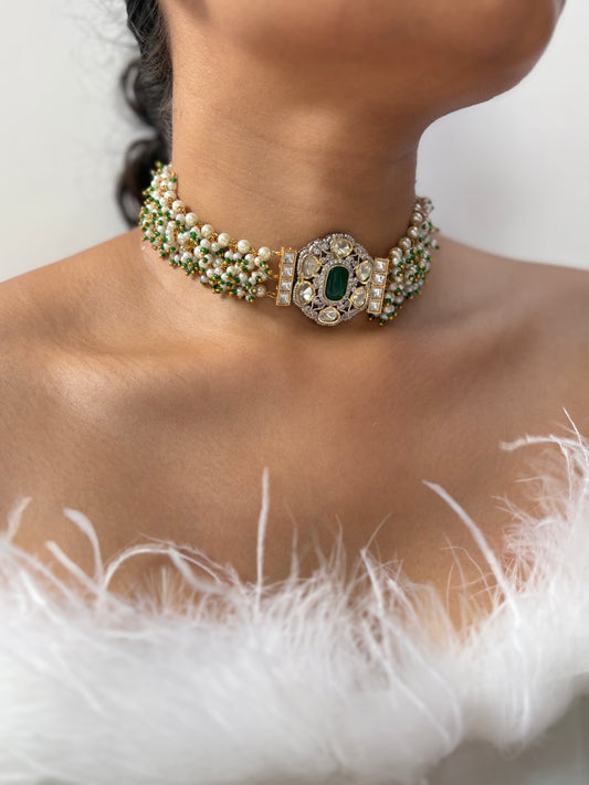 Green Polki Choker ni